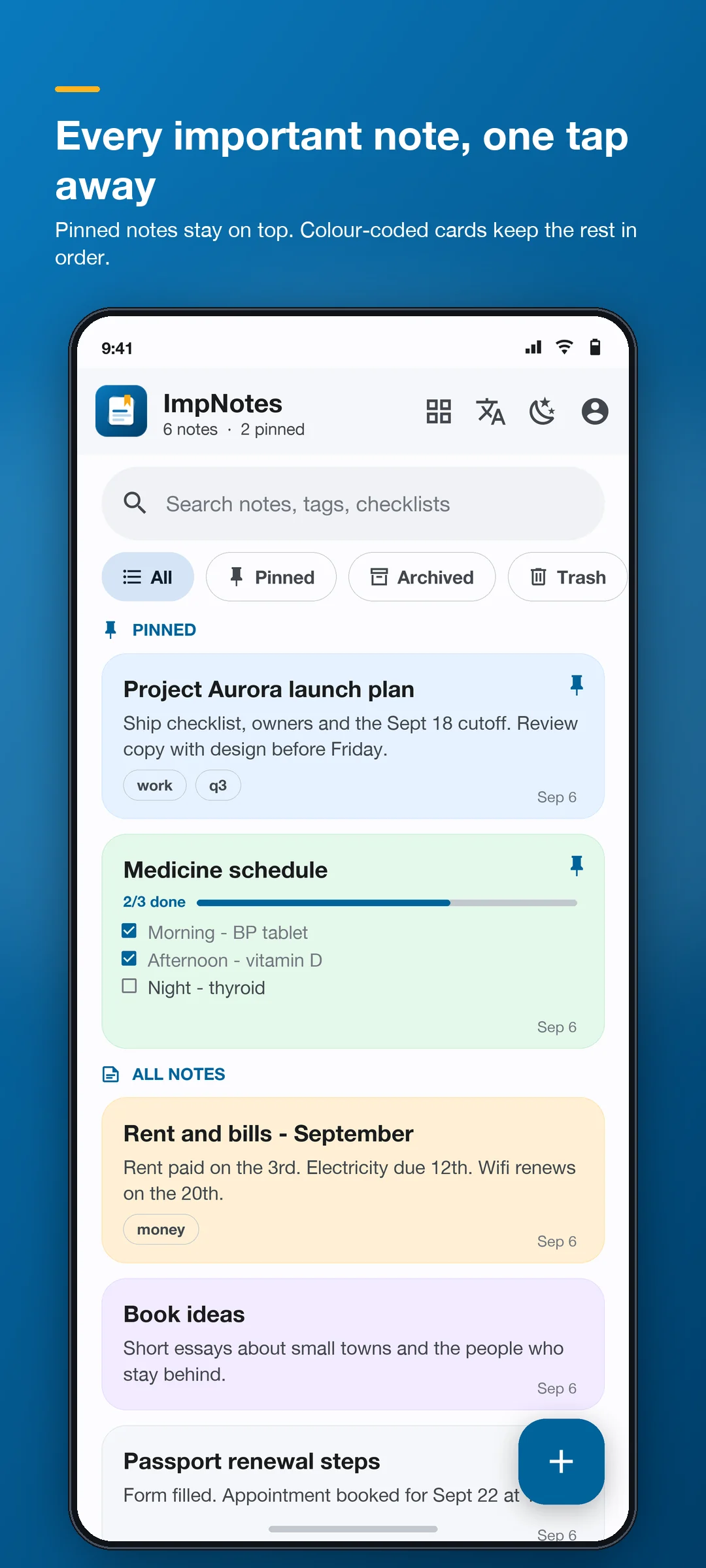 ImpNotes home screenshot