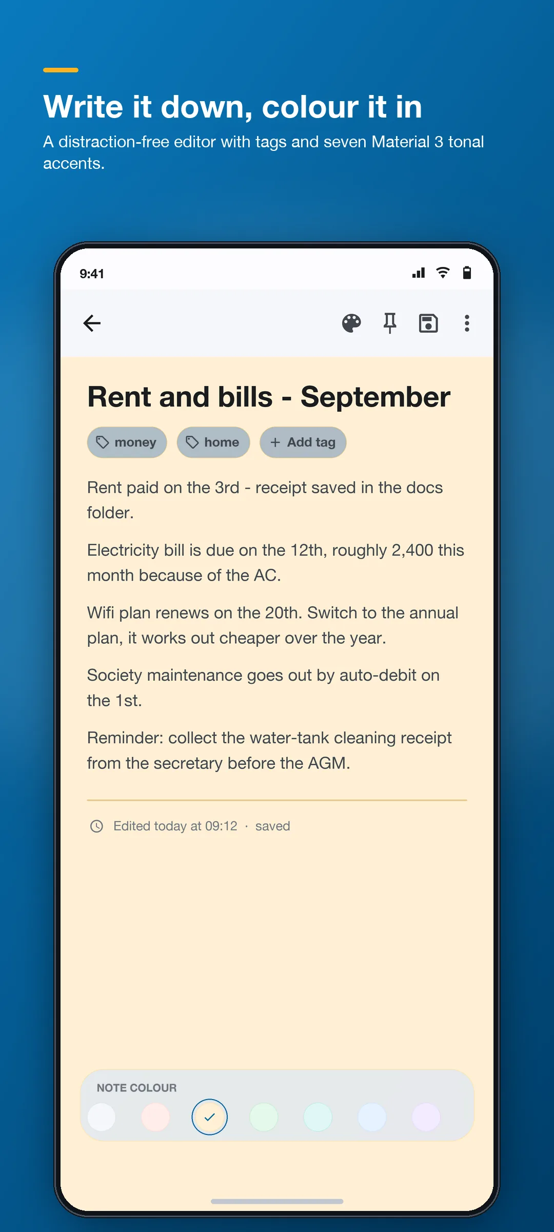 ImpNotes note editor