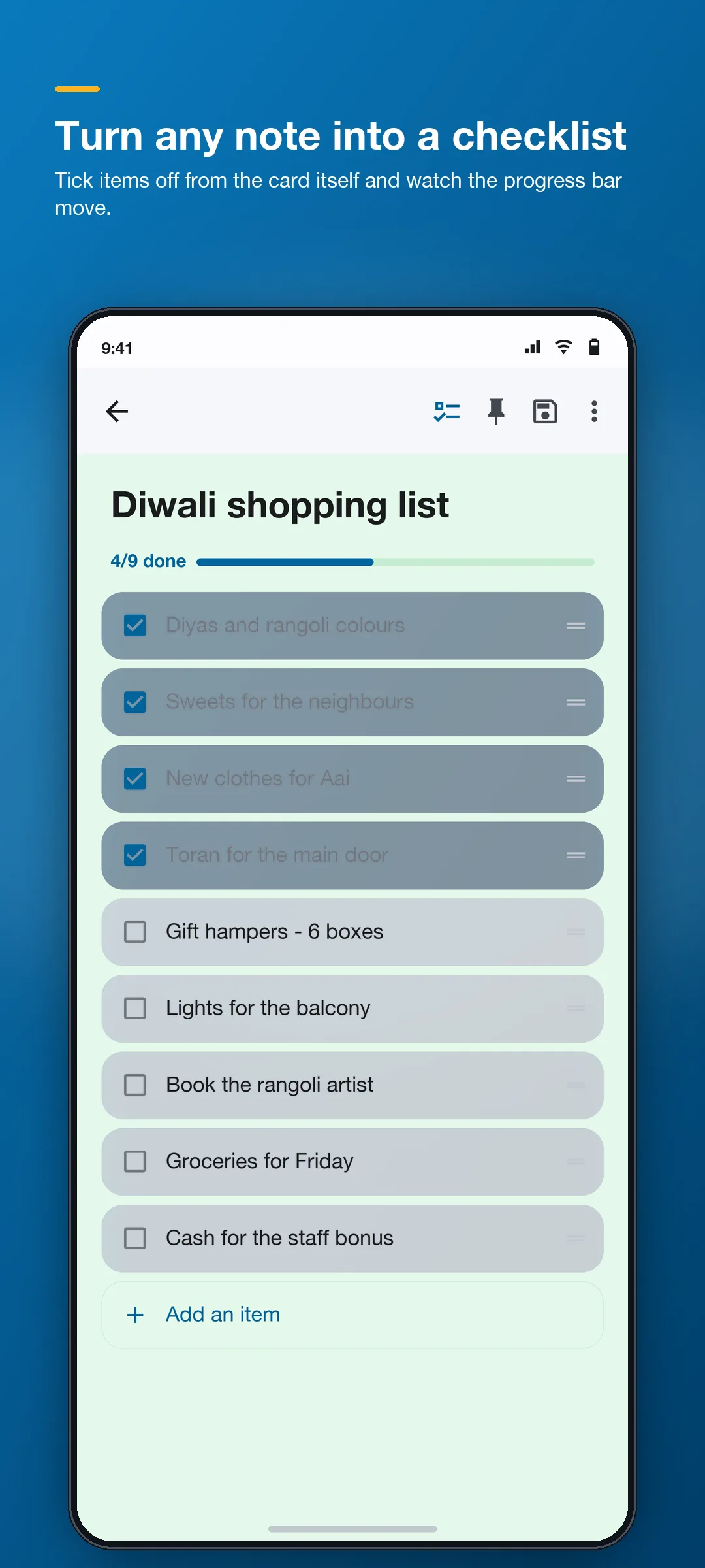 ImpNotes checklist