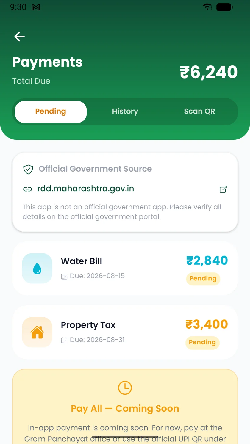 Pending dues and payments